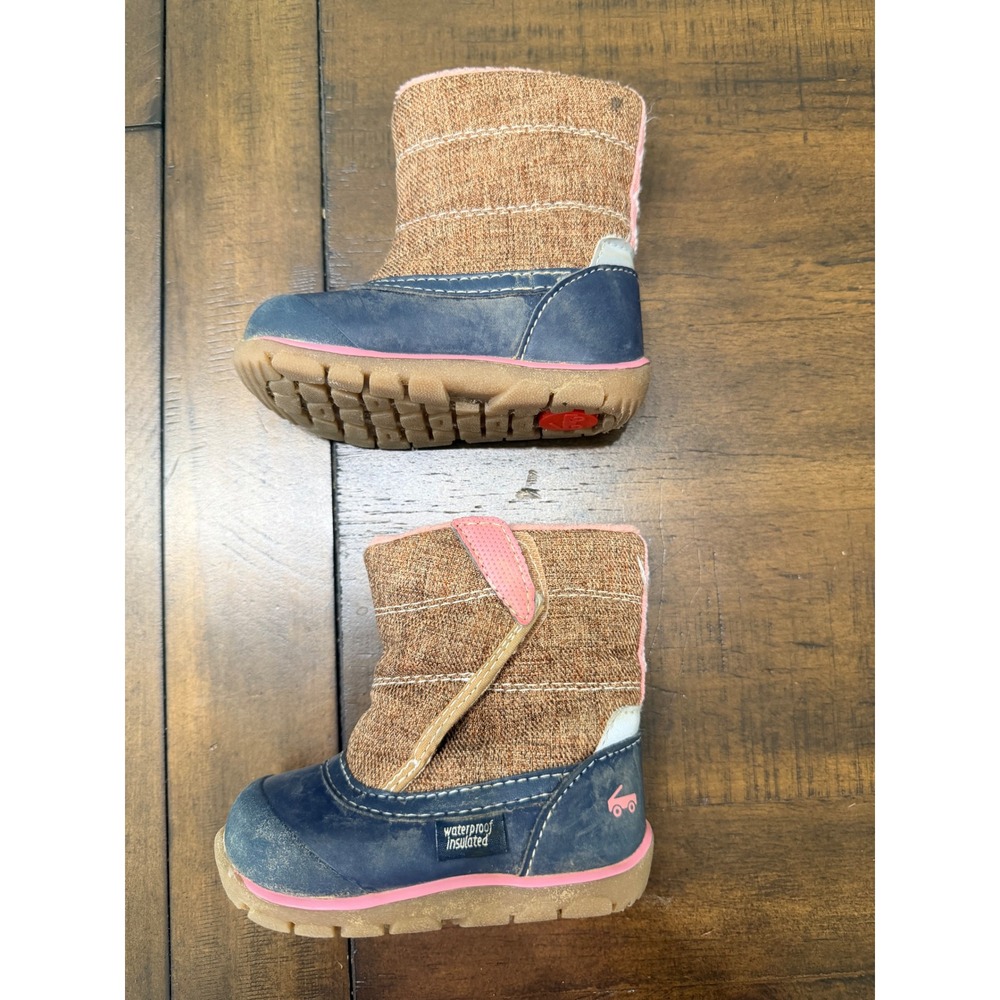See Kai Run Toddler Waterproof Insulated Winter Boots Navy Pink Size 4 - Picture 3 of 8